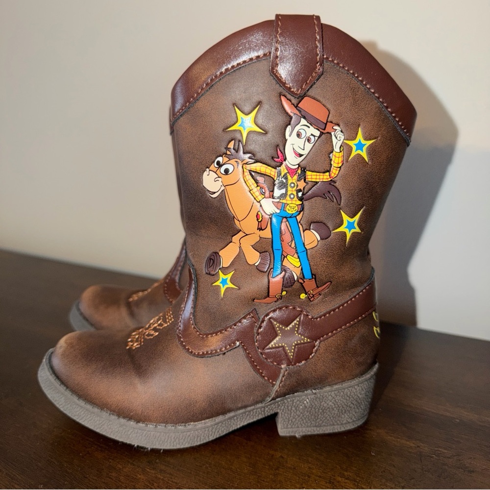 Disney Toy Story Woody Bullseye Little Kids Youth Size 8 Brown Zip Cowboy Boots